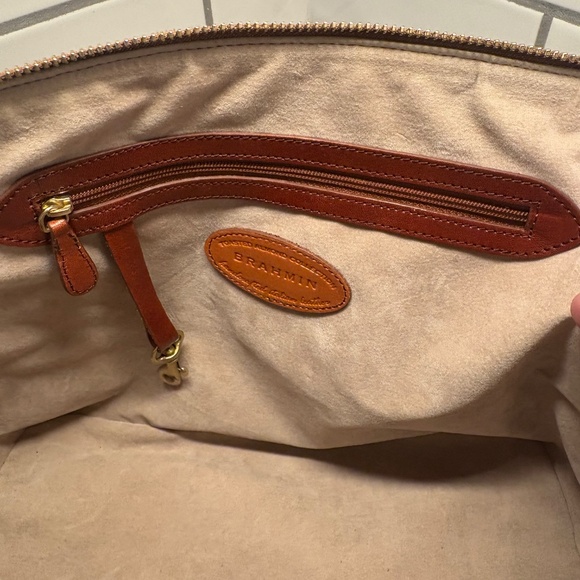 Brahmin Tan Melbourne Collection Croc Embossed Alma Handbag - Picture 16 of 17